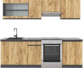 Vicco Elément de cuisine complet Raul, Chêne puissant or/Anthracite, 240 cm sans plan de travail