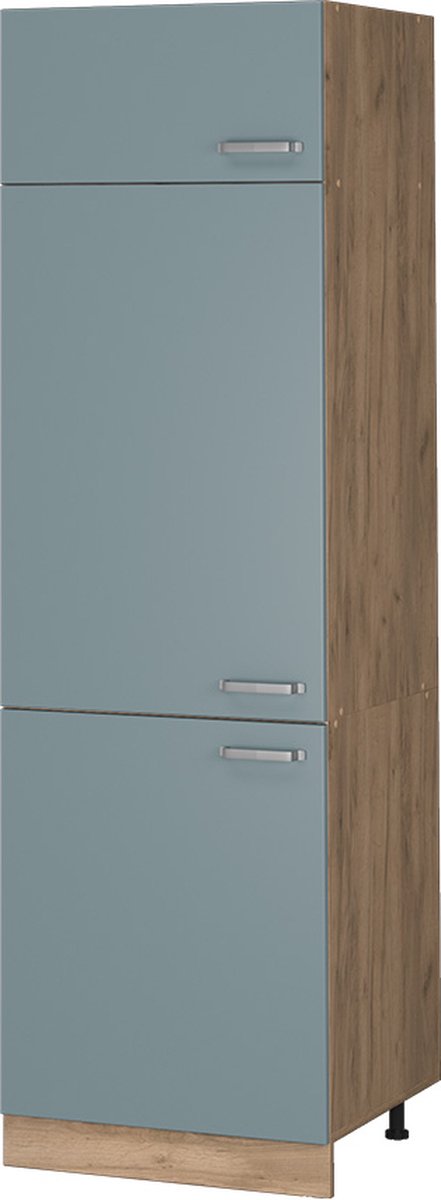 Vicco R-Line Koelkast ombouwkast – 60 cm Blauw-grijs Blauw-grijs/Goudkleurig Eiken