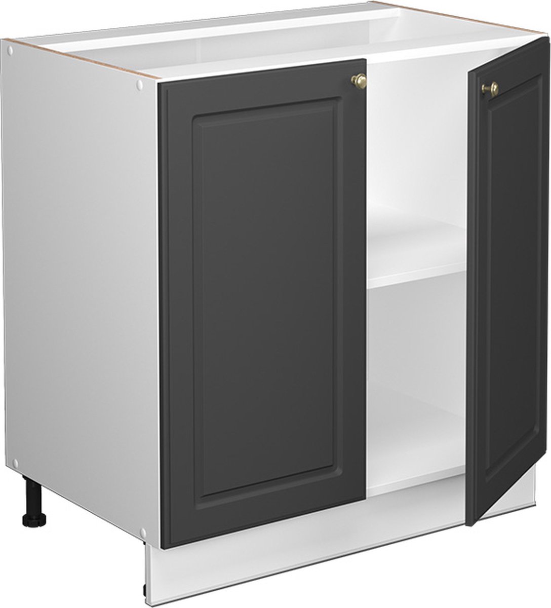 Vicco Keukenonderkast Fame-Line, Anthrazit-Gold landelijk/Wit, 80 cm goudkleurig eiken werkblad