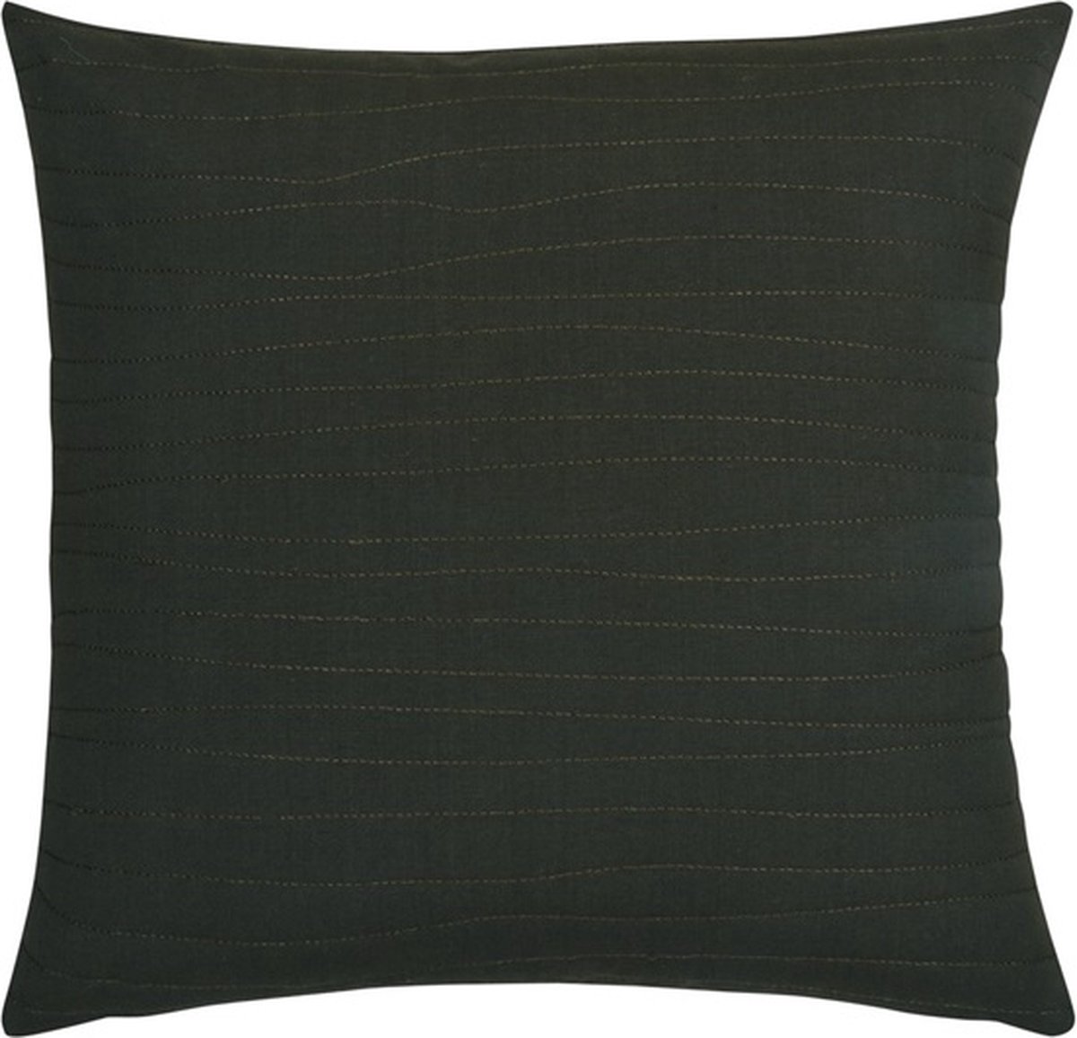 Linen & More Uneven Stitching Lt. Khaki Kussen -45 X 45 Donker groen