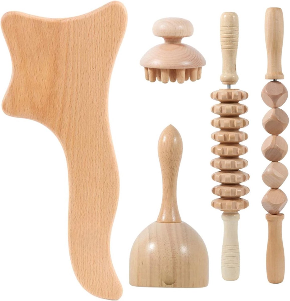 Goedkoopste Lexium Maderotherapie set - Madero - Massage roller - Houttherapie - Anti-cellulitis - Maderotherapie set massage - Massage hout