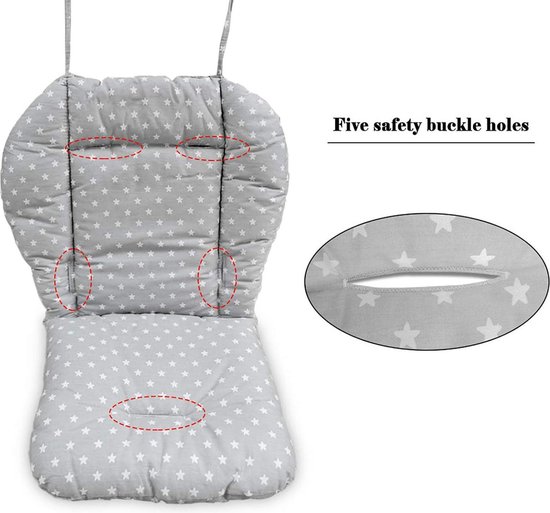 Coussin De Siège Pour Chaise Haute Bébé Avec Harnais 5 Points – Protection Douce En Coton (désign étoiles) - 4