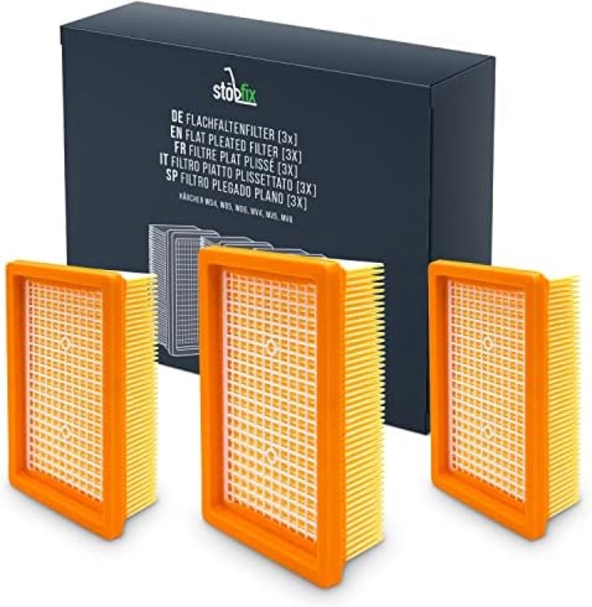 Kärcher Filter stofzuiger [set van 3] plat vouwfilter geschikt voor WD4, WD5, WD6 / MV4, MV5, MV6 - stofzuigerfilter