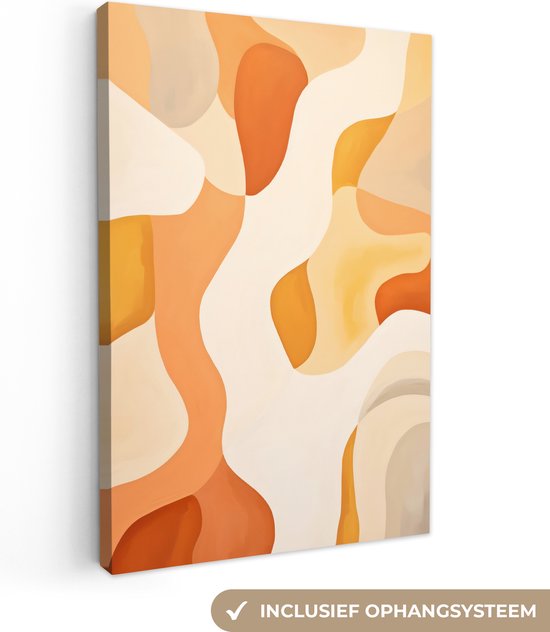 YAJNILUCK Bauhaus Rétro Abstrait Affiche Orange Géométrique Bande Noire Toile Peinture Mur Art Photos Pour Chambre Décor À La Maison 60x85cm(26x33in) X3 No Frame