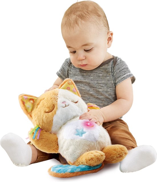 VTech Slaap Zacht Knuffelkat - Knuffel - Inclusief Slaapgeluidjes, Melodietjes & Ademhalingsbewegingen van Vtech — afbeelding 4