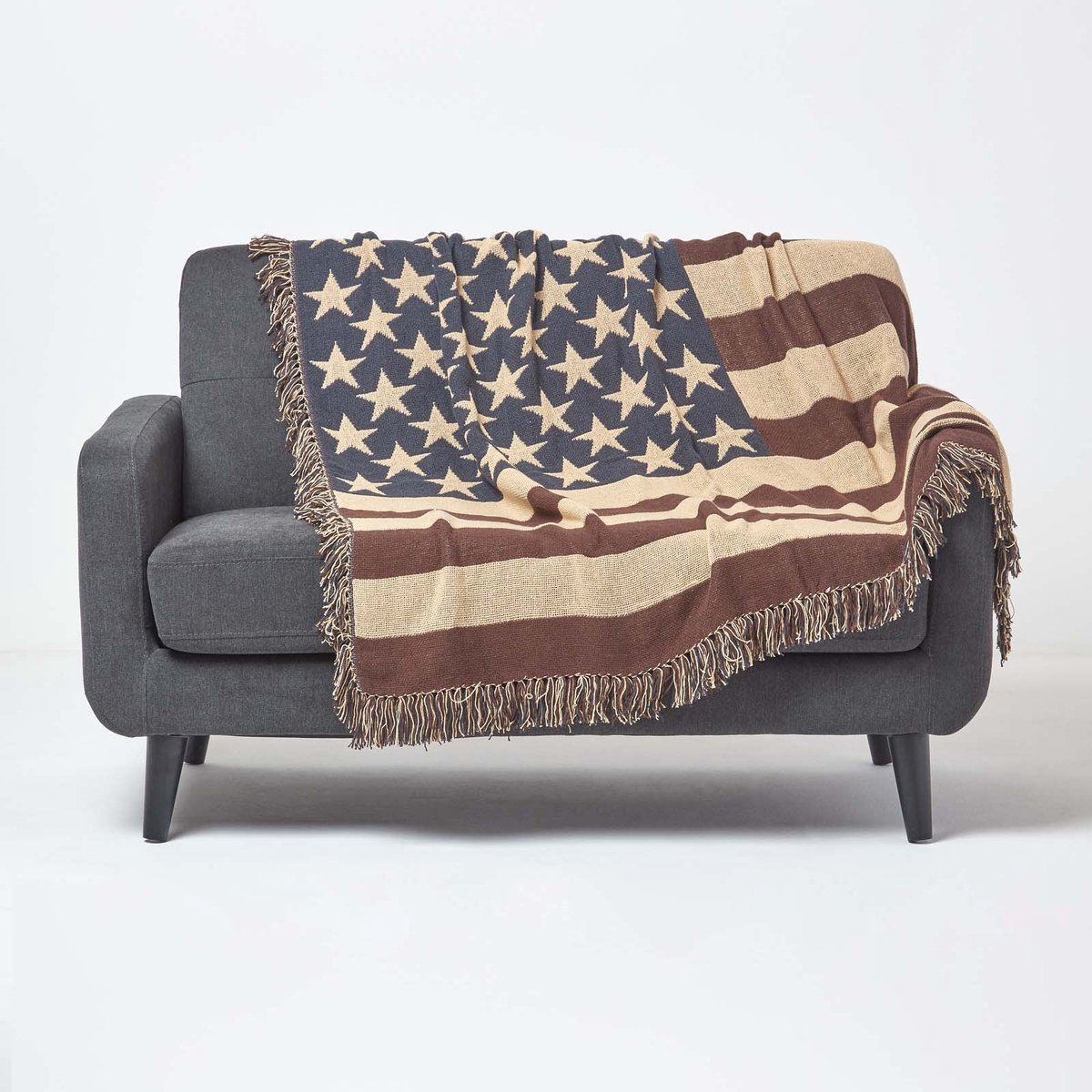 Homescapes Stars & Stripes Vintage jacquarddeken - Katoen, 125x150 cm