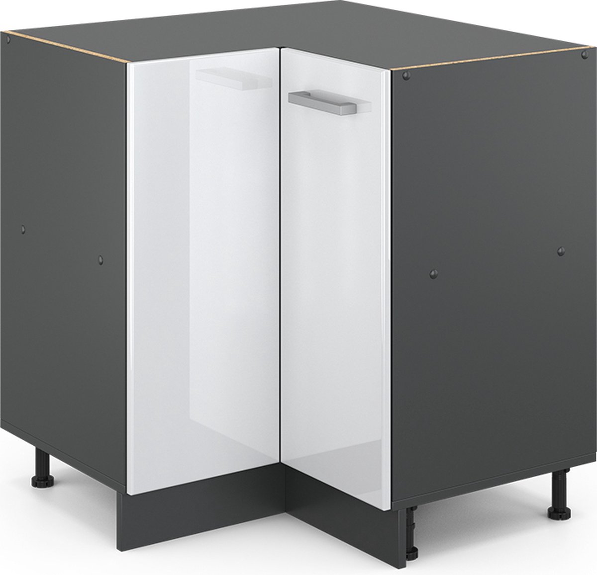 Vicco R-Line Hoekkast – 75.6 cm zonder werkblad Wit Hoogglans Wit Hoogglans/Antraciet