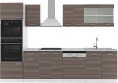 Vicco Elément de cuisine complet R- Line, gris noble/blanc/ Wit, 300 cm avec élément haut, sans plan de travail