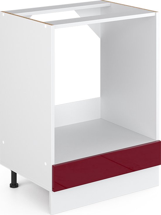 Vicco Armoire de transformation pour four R- Line, Rouge bordeaux brillant/ Wit, 60 cm sans plan de travail