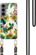 Casimoda® coque avec cordon - Convient pour Samsung S24 - Tournesols / Fleurs - Cordon amovible - TPU/polycarbonate - Jaune