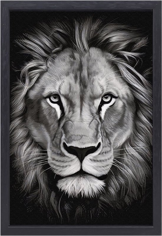 Leeuw schilderijen - Dieren schilderijen - Canvas schilderijen Manen - Modern schilderij - Canvas met baklijst - Kunst canvas met baklijst 50x70 cm