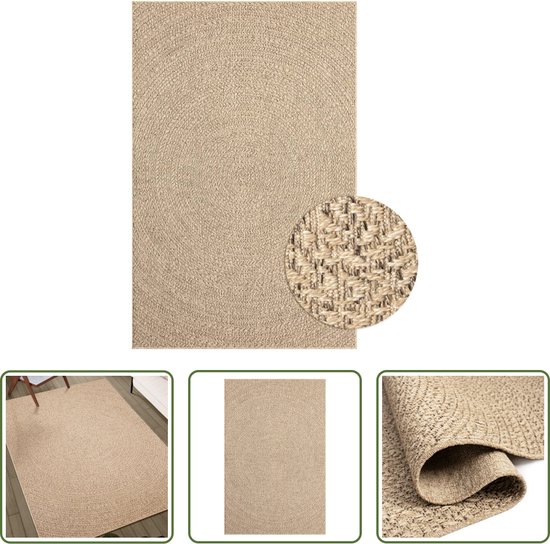 vidaXL Tapis Look Jute - 200 x 290 cm - Résistant aux UV - Rond - Tapis