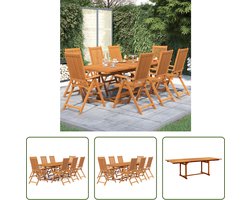 The Living Store Houten Tuinmeubelset - Tropisch hardhout - Uitschuifbare tafel - Verstelbare stoel - 160-240x100x75cm - 8 stoelen