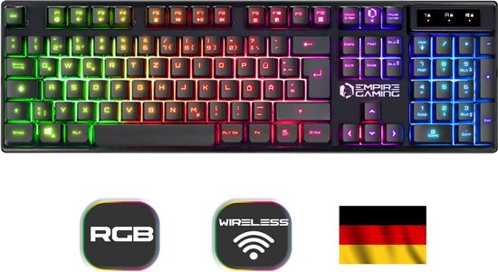 Empire Gaming - Armor RF800 Wireless Gaming toetsenbord en muis set QWERTZ ( DE-lay-out) - Draadloos toetsenbord 2,4 G RGB - Ergonomische draadloze muis 4800 DPI met muismat - PC PS4 PS5 Xbox