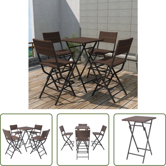 Foto: The living store the living store barset 60 x 60 x 101 cm bruin pe rattan met stalen frame