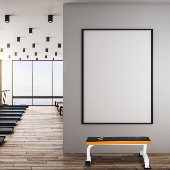 HOMCOM-Hantelbank-Stahl, PVC, Schaumstoff-L112x B62 x H43 cm-Schwarz+Weiß+Orange