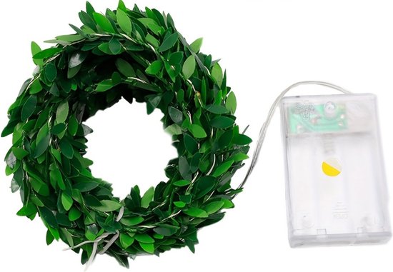 Guirlande de lierre artificiel verte avec lumières LED et boîtier de piles, 200cm, 500cm ou 1000cm.