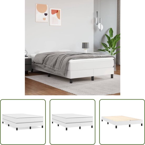 Foto: The living store boxspringframe kunstleer wit 203 x 120 x 25 cm stabiele poten en multiplex lattenbodem