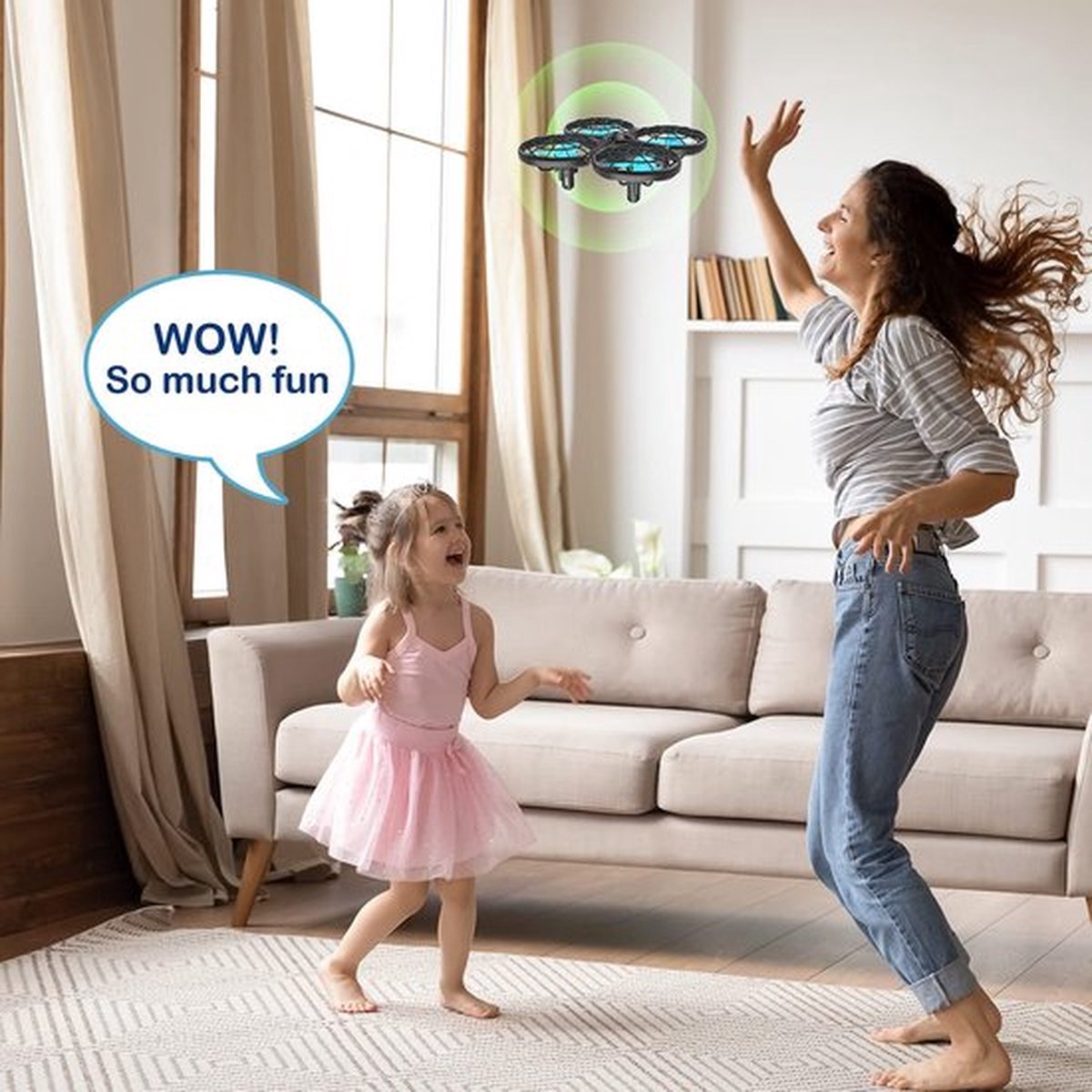 Holy Stone HS210F Mini Drone voor Kinderen, 2-in-1 Indoor RC Quadcopter met LED-verlichting, One-Way Landing, Vliegmodus, 3D Flip en Modulaire Veilige Batterij, Cadeau voor Jongens en Meisjes