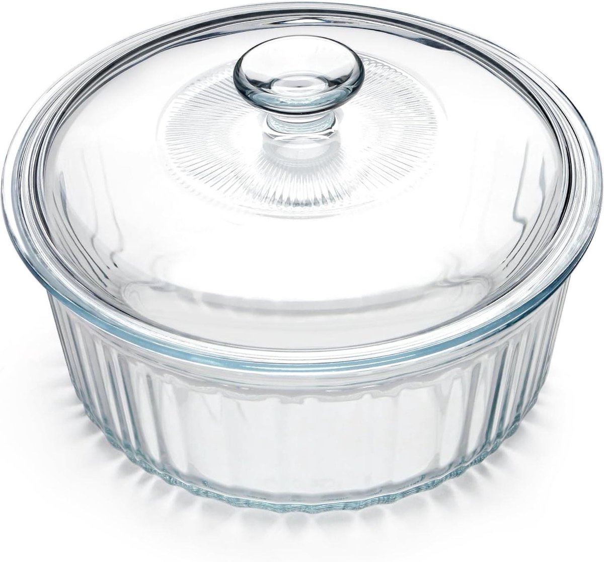 24 l ronde glazen braadpan met deksel - borosilicaatglas braadpan voor oven - 22 × 22 × 145 cm