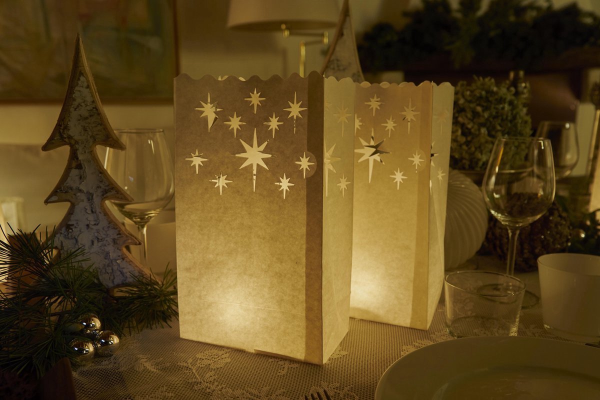 New Age Devi 10x Candle Bag Sterren: Windlicht Papieren Kaars Houder Lichtzak Bedrukt met Logo of Foto No1