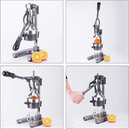 Professionele citruspers - handmatige citruspers voor sinaasappels en limoenen - metalen citroenpers - hoogwaardige keuken citruspers (grijs) citruspers — afbeelding 2
