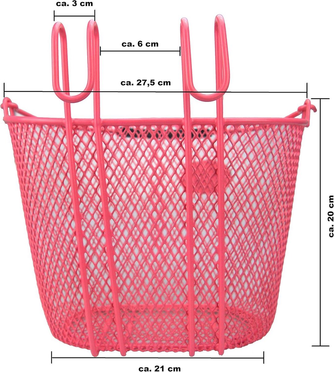 Fijnmazige trendy fietsmand voor kinderen - Voorwielmand in 4 kleuren - Roze