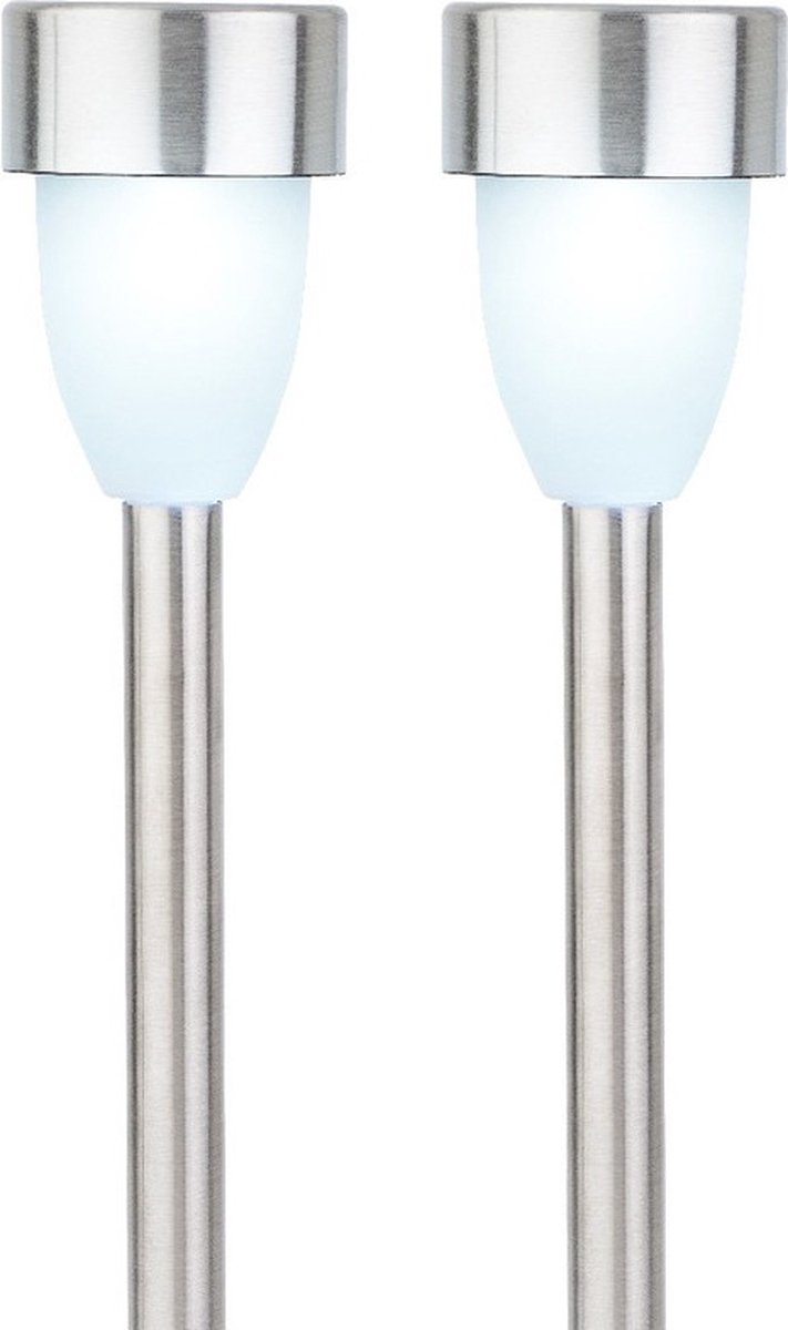 Lumineo Prikspot solar LED RVS 36 cm 2x Tuinverlichting Tuinlampen Solarlampen op zonne-energie