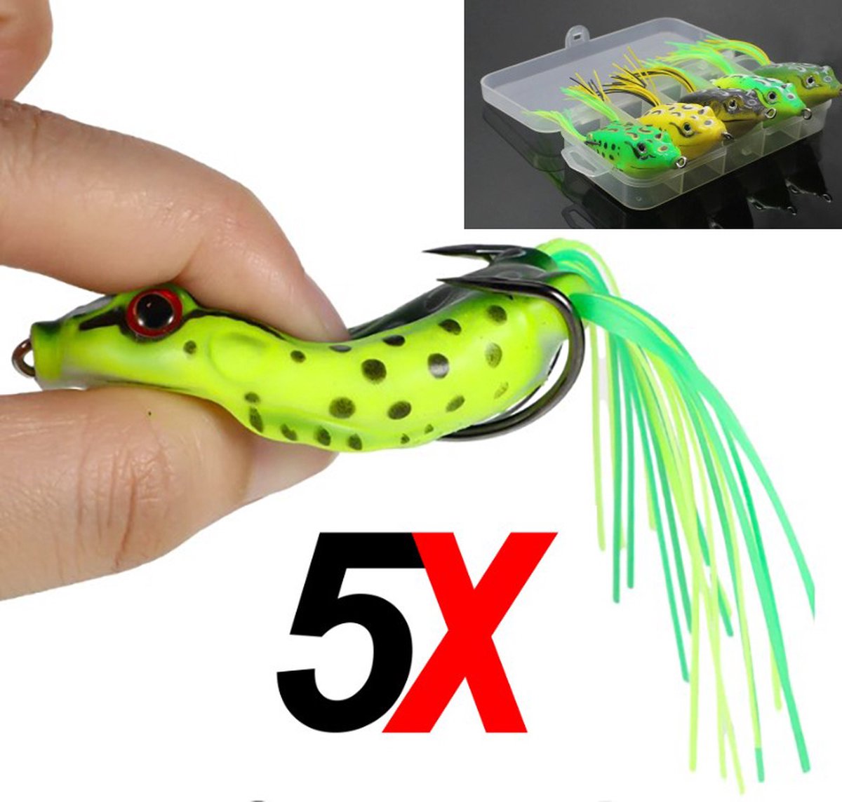 Actie4you® - Kunstaas Kikker - Roofvissen - 13g - Groen mix - Softbait - 5 Stuks in Box