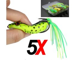 Actie4you® - Kunstaas Kikker - Roofvissen - 13g - Groen mix - Softbait - 5 Stuks in Box