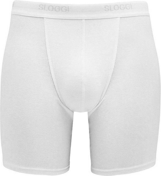 Wit katoenen boxershort voor heren met een grijze Sloggi-band.