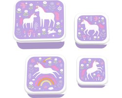A Little Lovely Company - Brooddoos - Broodtrommel - Lunch & snack box set van 4 - Unicorn dreams