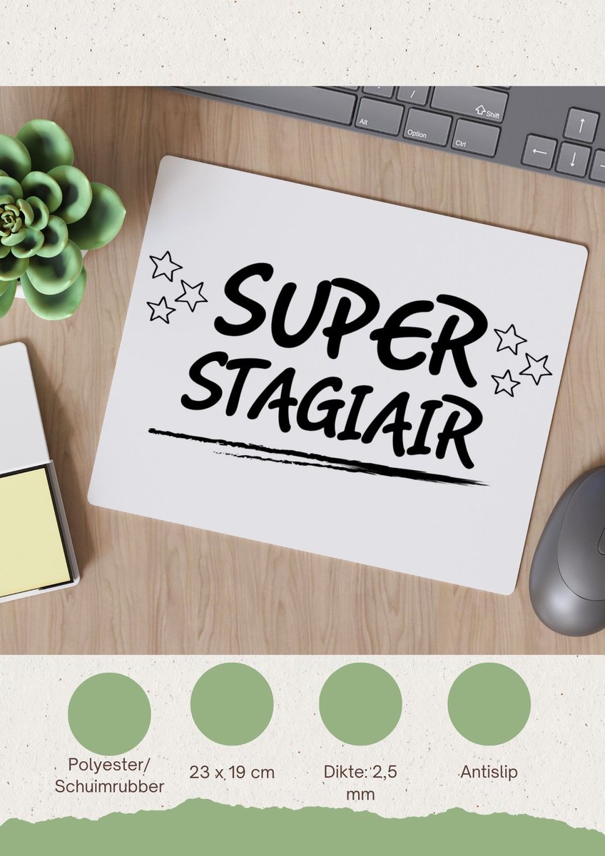 Akyol - super stagiair Muismat - Stagiair - beste stagiair - werk - afscheidscadeau - verjaardagscadeau - kado - 23 bij 19 cm