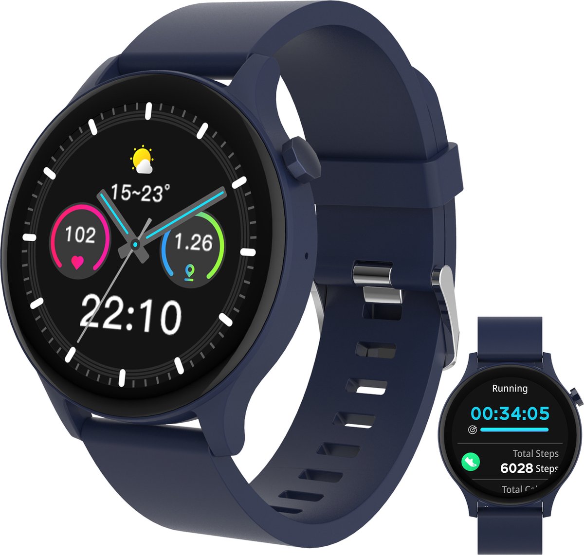 DENVER SWC338BU - Volledige Belfunctie Smartwatch Blauw