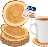 Onderzetters Olijfhout Rond Set van 6 ca. 9 cm | rustiek - Benera