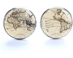 Actie4you® Manchetknopen - Wereldbol - Planet - Aarde - Bruin