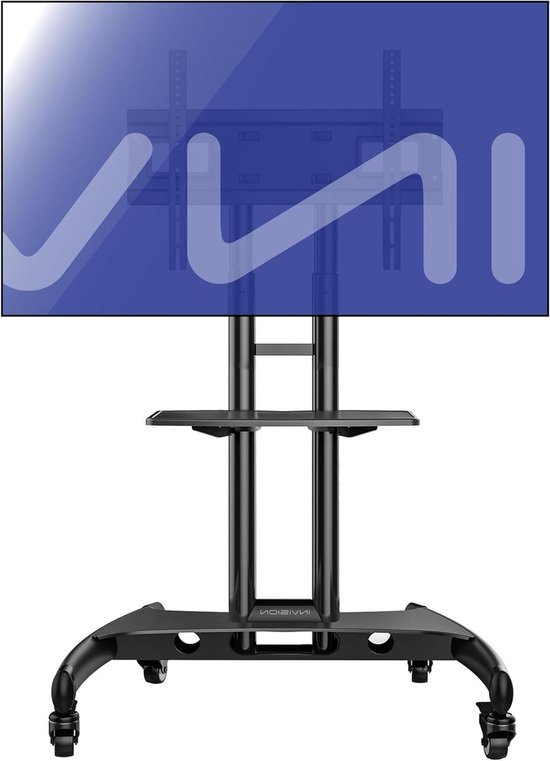 Invision GT1200 ScreenStation Mobiele TV - Standaard Trolley - Anti-omval & Ultrastabiel - voor 32-75 inch HDR LED/LCD-TV-Schermen - Zware Uitvoering – met Zwenkwielen - VESA 600x400 Beugel GT1200