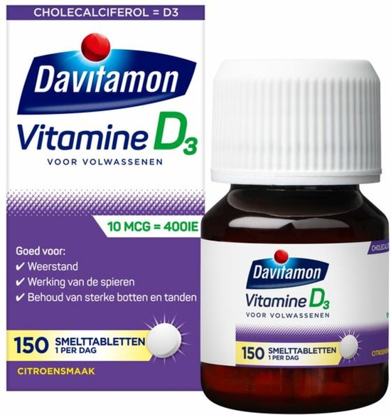 Davitamon Vitamine D Volwassen - vitamine D3 volwassenen - Smelttablet 150 stuks