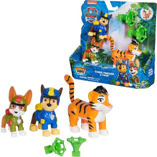 Foto: Paw patrol jungle pups chase met tracker en tijger speelfiguren met projectielwerper