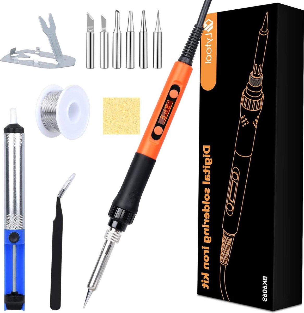 90W Soldeerbout Kit - Digitaal LCD-scherm - Temperatuur instelbaar - 200-450°C - 7 soldeertips - Solderen en desolderen - UK Plug