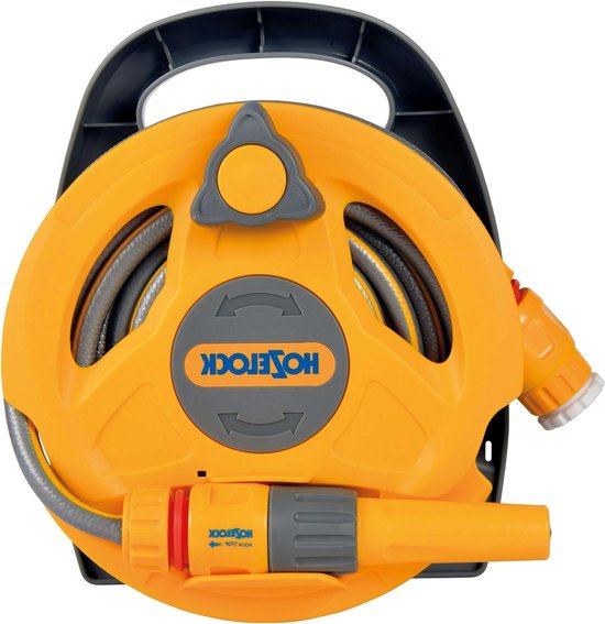 HOZELOCK - Micro Reel 10m: Ideal for terraces, balconies and small gardens, compact and practical Click & Go design, a lightweight small bore hose and 1 hose nozzle, ready to use