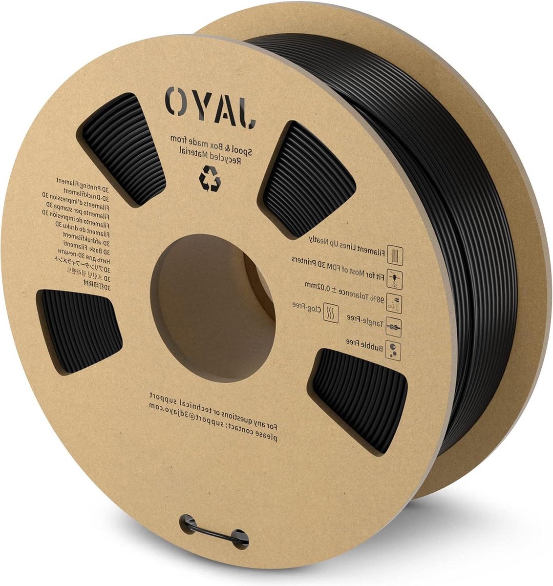 Zwarte PLA+ 3D-printerfilament op spoel van 11 kg - Hoge taaiheid en maatnauwkeurigheid +/- 002 mm