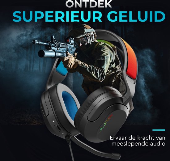 JLab Nightfall Gaming Headset met Microfoon - Headset PS5 - Koptelefoon met microfoon - Headset geschikt voor Laptop, PC, PS5, XBOX en Nintendo Switch - Verwisselbare Hoofdband