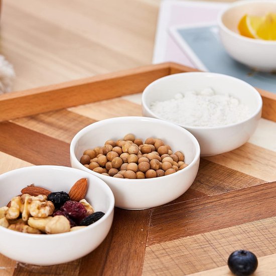 Flexzion Keramische dompelkommen, kleine kommen om te dompelen met handvat, specerijenbekers sojasaus schotel, porseleinen ramekins, saushouders, containers voor kleine bijgerechten, dips - 3 oz, set