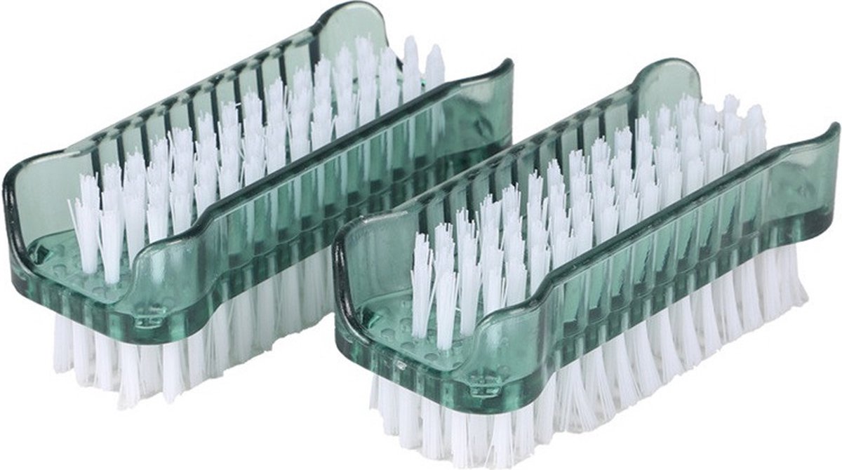 Goedkoopste Urban Living Nagelborstels set van 2x stuks - kunststof - groen - 11 cm - schoonmaakborstels - verzorging