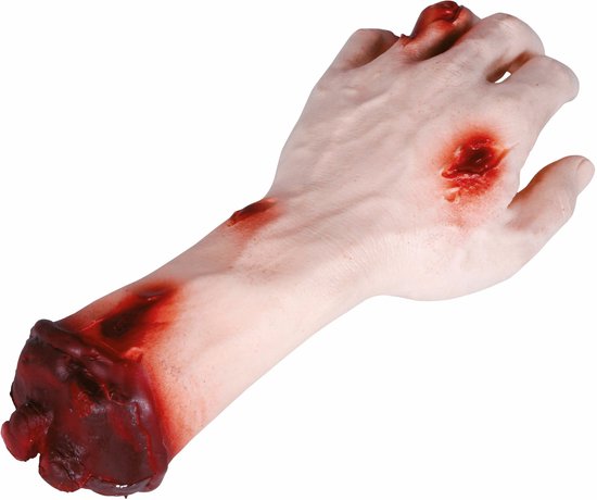 Fiestas Guirca Horror nep afgehakte hand met wonden - lichaamsdelen/ledematen - 25 cm - Halloween decoraties