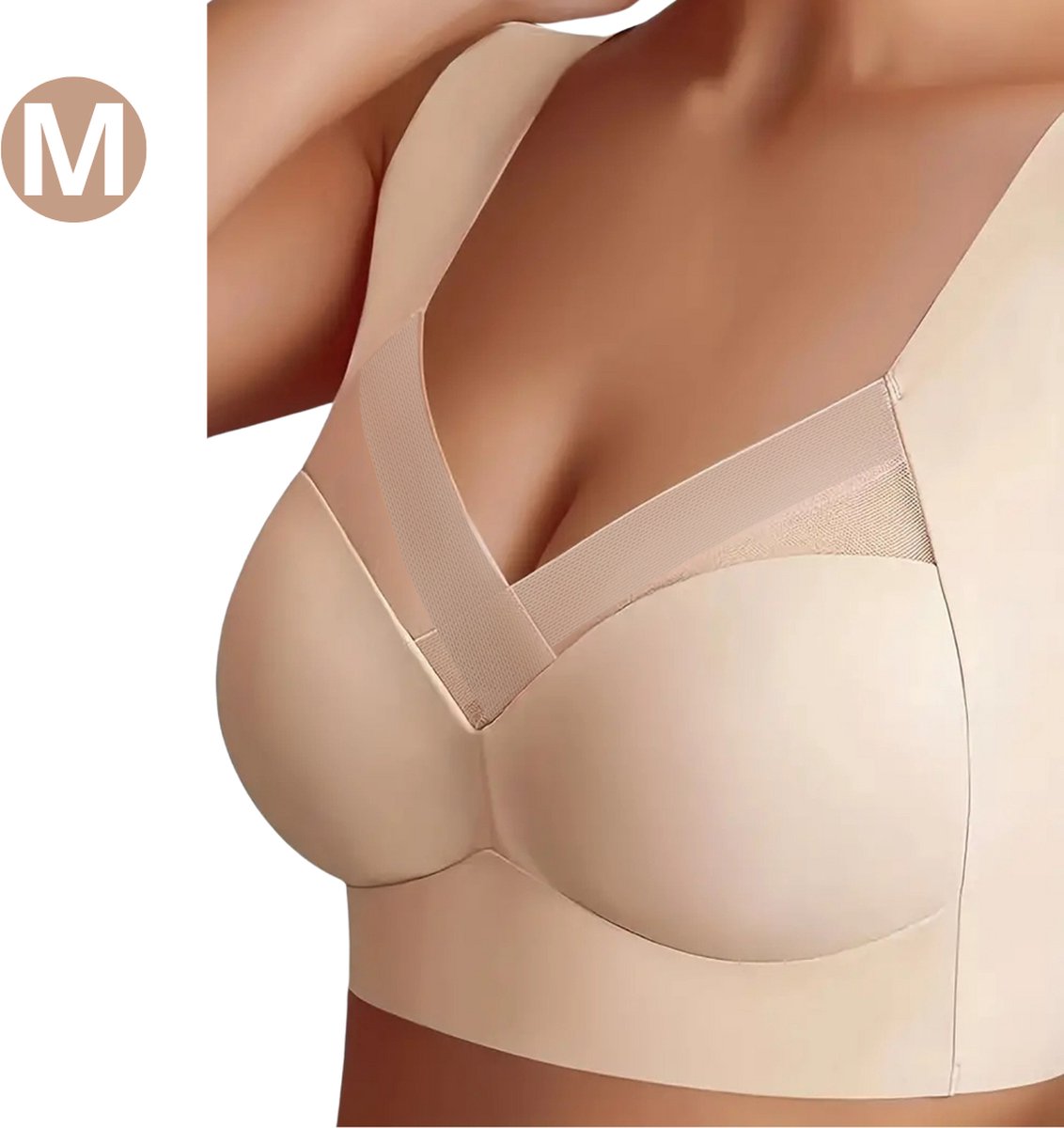 Nivard BH Zonder Beugel - Zonder Bandjes - Push-up Bh's - Comfort Bh - Beige M