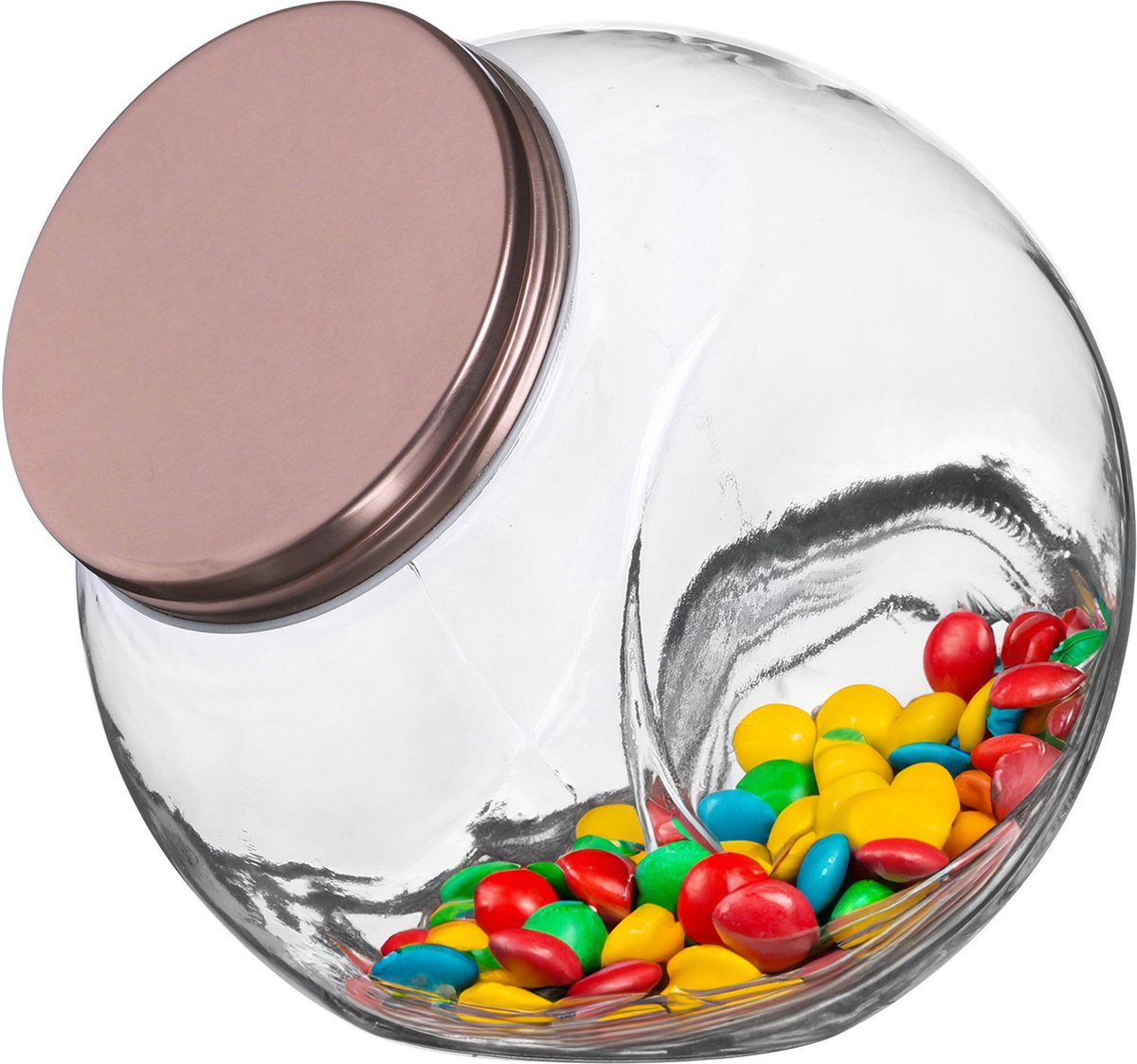 Urban Living Snoeppot/voorraadpot - 1,6L - glas - met koperen deksel