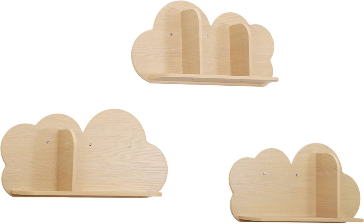 sweeek - Set van 3 wandplanken met wolken voor de kinderkamer