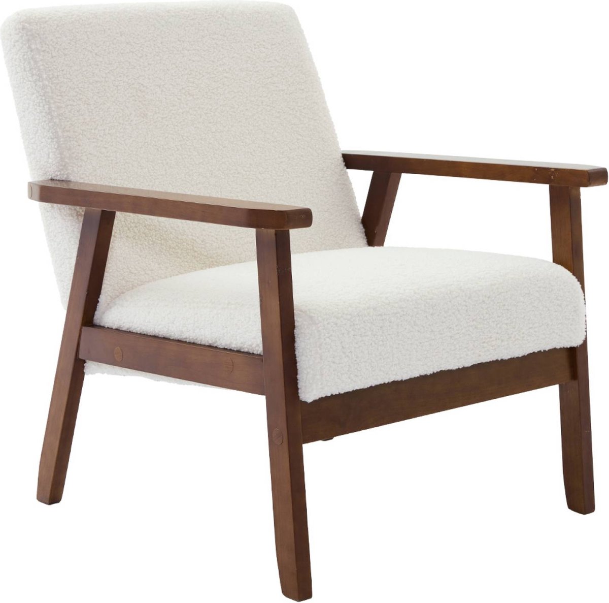 sweeek - Fauteuil met walnootkleurig hout en bouclé zitting - isak
